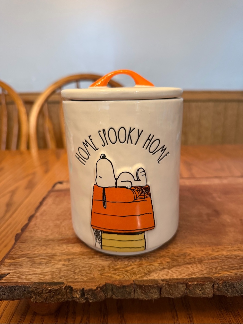 Rae Dunn x Peanuts Home Spooky Home Halloween 7” Canister Snoopy Dog House